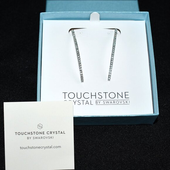 Touchstone Crystal by Swarovski Curved Bar Earrings 1095E New in Box - Picture 2 of 4